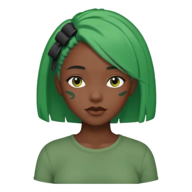 black girl with green color hairclip sticker