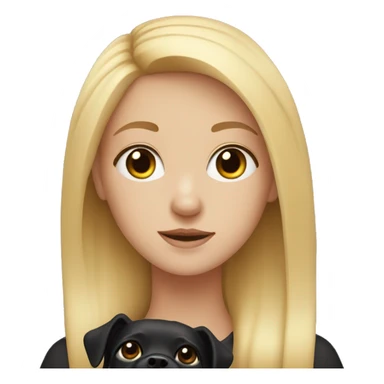 Blonde teenage girl with hazel eyes and her small black dog sticker