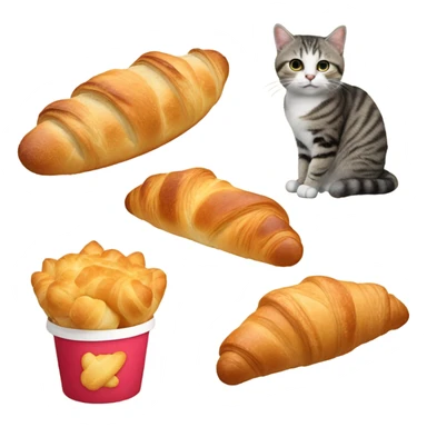 Kat dat een baguette eet met een croissant  sticker
