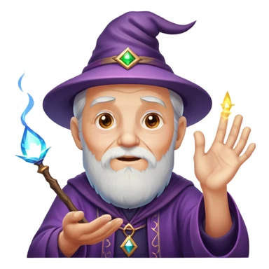 old man casting a magic spell with sparkles and magic effects sticker