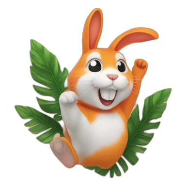 orange rabbit on the palm sticker
