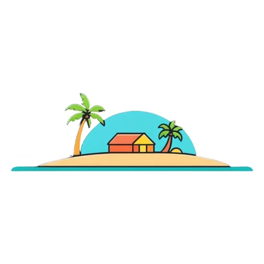 island paradise with beach and ocean sticker