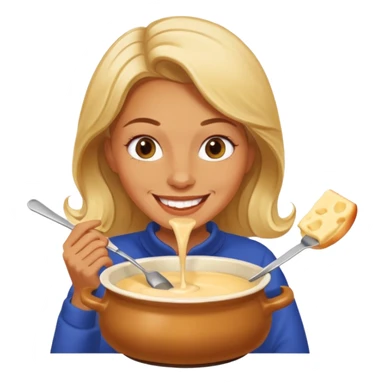 woman eating fondue sticker