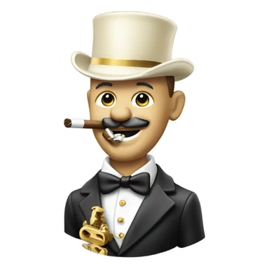 Monopoly man with gold chain necklace and smoking cigar sticker
