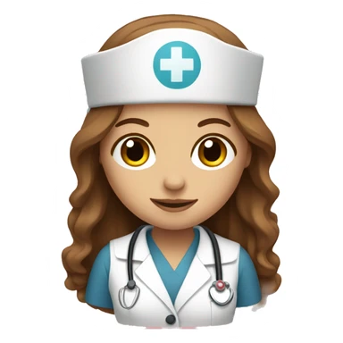 Pretty nurse with long brown hair sticker