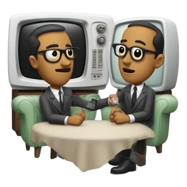 two detectives the screen of a vintage TV set sticker