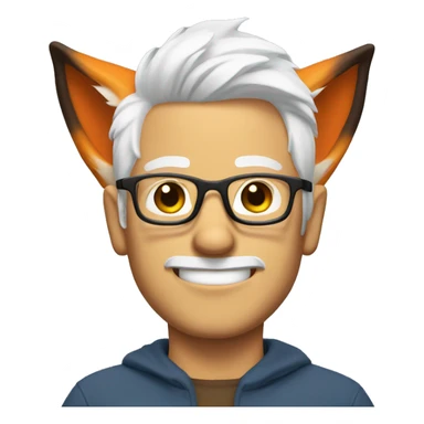 guy with white hair and fox ears with glasses sticker