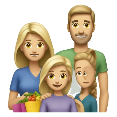 Caucasian family shopping sticker