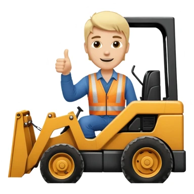 Blonde guy on a skid steer giving a thumbs up sticker