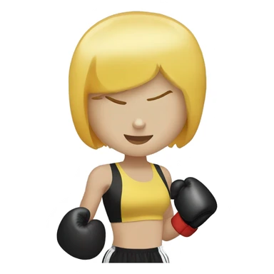 Boxing girl, yellow bob hair, white skin, boxing gloves sticker