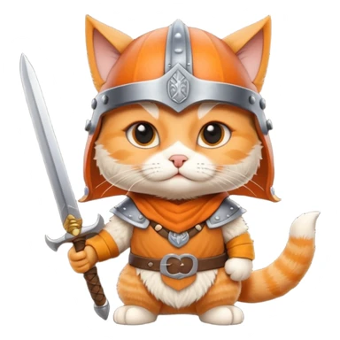Viking Cat in viking hat holding tiny sword sticker