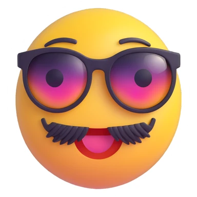 3D smiley emoji, large eyelashes, girly, sunglasses, sparkling face sticker