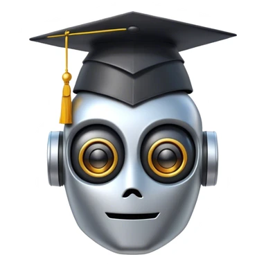 Robot head with graduation hat sticker