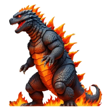 fire and building godzilla sticker