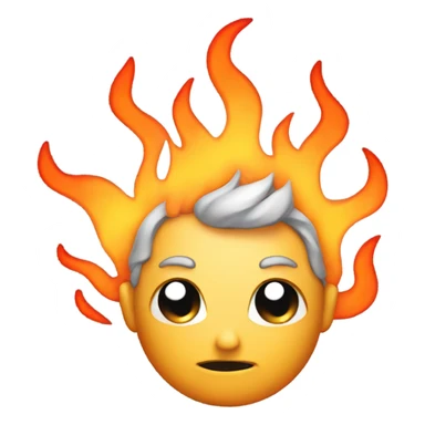 Emoji face with flames as hair sticker