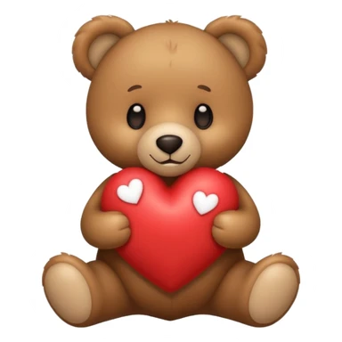 Teddy bear holding a heart sticker