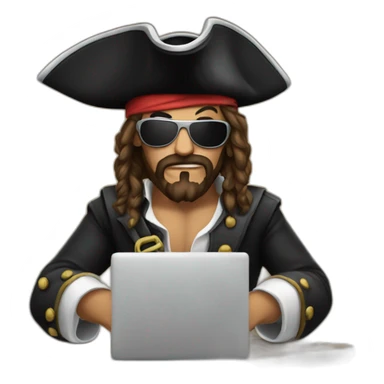 pirate progamming on laptop sticker