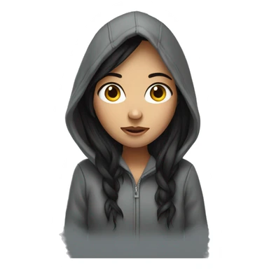 Long dark hair girl in hoodie  sticker