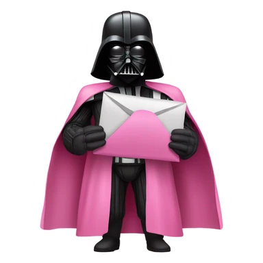 darth vader in all pink suit (even the mask) holding email envelope with one hand  sticker