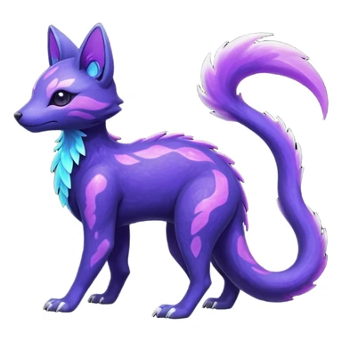 Rare realistic purple indigo violet nebulae shiny sparkly dark-neon glowing bioluminescent edgy badass epic pretty beautiful handsome gorgeous aesthetic colorful vibrant Vernid-Trico-species-Fakemon-creature by LiLaiRa, 4 legs, 1 tail, random markings, (full body) sticker