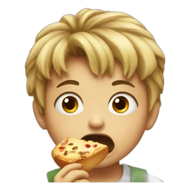 Angry child eating sticker