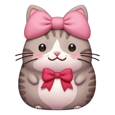Pusheen cat hear red kawaii sticker