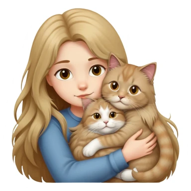 A long-haired girl hugs a British longhair cat tightly sticker
