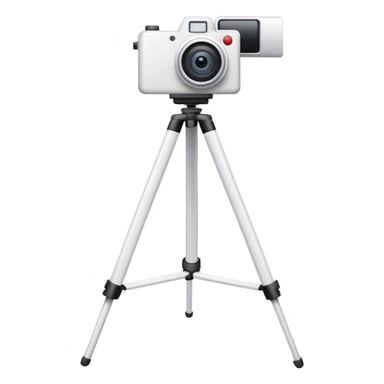 white tripod holding white camera sticker