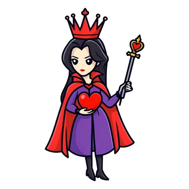 Evil Queen Of heart with long Hair black sticker