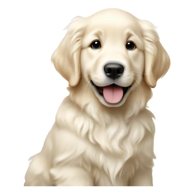 White English cream long haired curly golden retriever puppy sticker