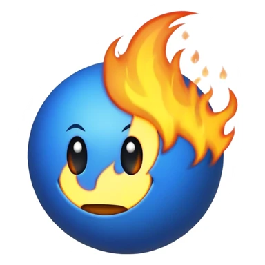 blue ball with black fire on the left side , ball is bouncing  sticker