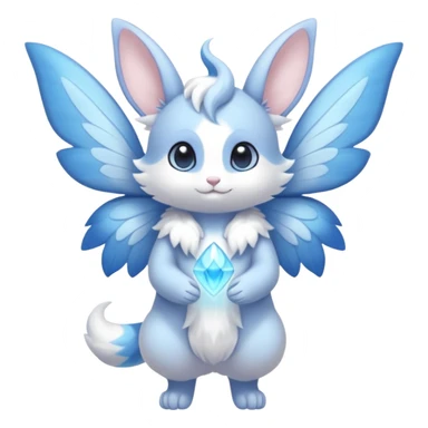 White innocent pastel cute adorable kawaii divine winged furry fairy-Fakémon-Minccino-Meowstic-hybrid-fusion (full body) sticker