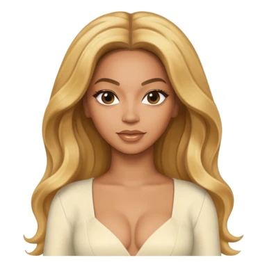 Beyonce with long golden blonde hair, ivory outfit sticker