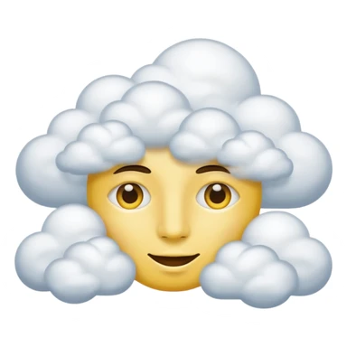 No mouth face in clouds a yellow circle remove nose and remove a white eyes sticker