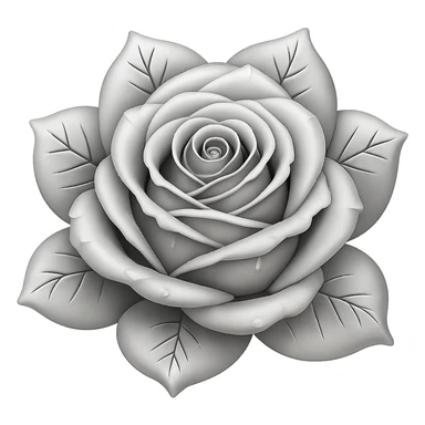 Make the blue icy rose look silver in the style of emoji, with no background. sticker