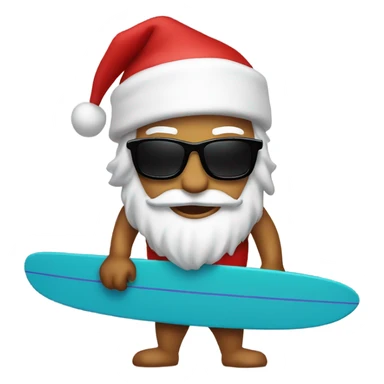 Santa with sunglasses surfing  sticker