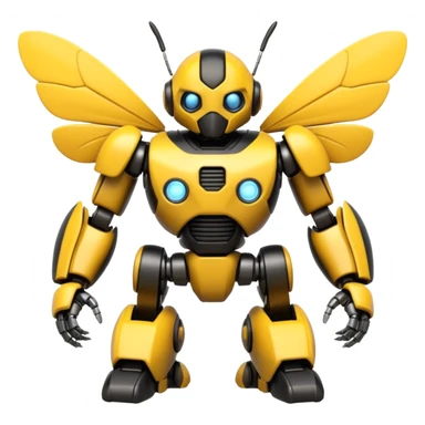 textCute yet badass robotic bumblebee in classic Bumblebee Transformers G1 style, anthropomorphic mech insect, sticker