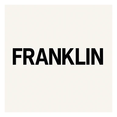 word mark 'FRANKLIN' in all caps, clean sans-serif Helvetica-inspired, bold, black sticker