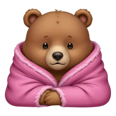 sleepy bear snuggled in a pink blanket sticker
