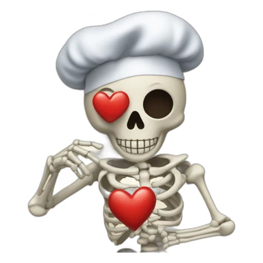 skeleton chef's kiss with heart and pinched fingers sticker
