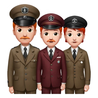 make a image of a red head boy wearing a hat that says dr pepper and make him standing by hitler sticker