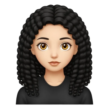 girl, long black coily hair, beautiful hazel eyes sticker