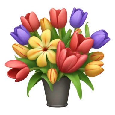 A flower bouquet filled with tulips and hibiscuses  sticker