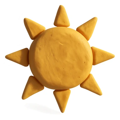 claymation style sun with sunlight shining at its side sticker