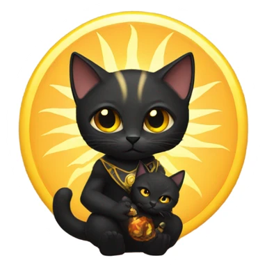 A sun warlock who is holding a black kitten sticker