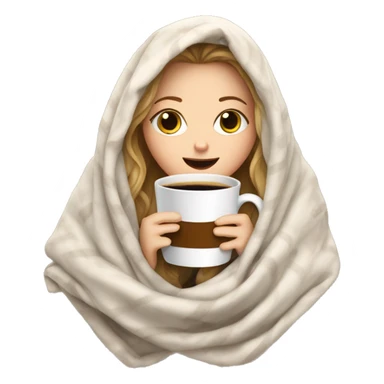 White girl inside of a blanket drinking coffee with eyes close sticker