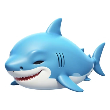Meme-Worthy Cute Sleeping Shark Portrait Emoji, Head resting peacefully with a contented smile, showcasing a powerful, sleek build and a luxuriously soft streamlined body, eyes shut in a serene, restful drift, Simplified yet hilariously adorable features, highly detailed, glowing with a soft, drowsy light, high shine, relaxed and utterly lovable, stylized with an air of playful laziness, bright and heartwarming, soft glowing outline, capturing the essence of a comically sleepy shark, so meme‐worthy it feels like it could instantly become the next viral sensation of adorable oceanic slumber! sticker