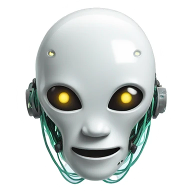 Alien robot head with glowing wires and white teeth  sticker