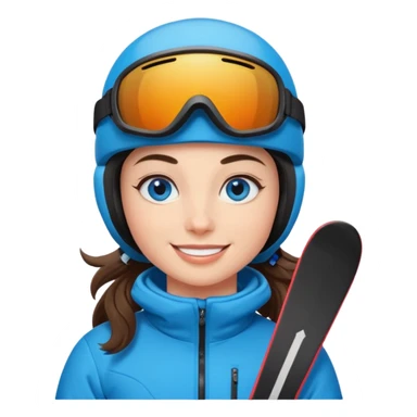 brunette with blue eyes skiing downhill  sticker
