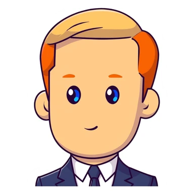 Russian leader with serious expression, short blonde hair, blue eyes, in formal suit sticker